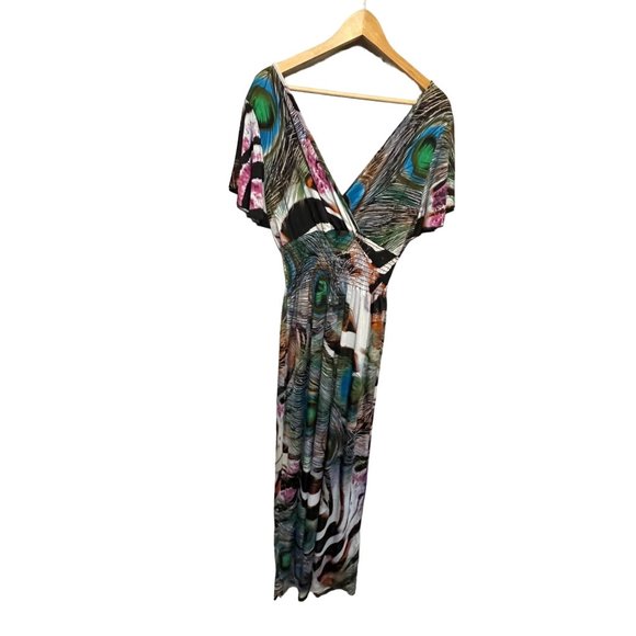 Tstfine Size 2XL Womens Peacock Print Maxi Dress #T-4-15 - Picture 8 of 8
